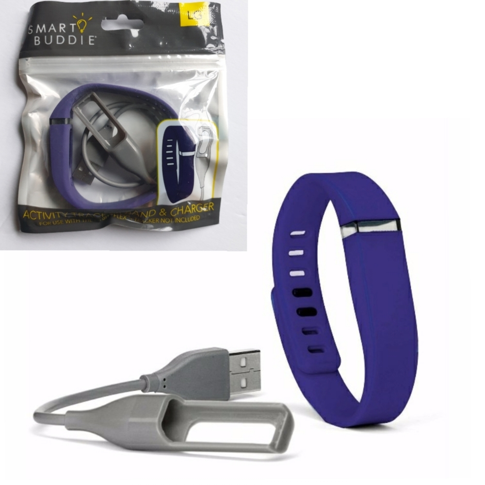 Smart Buddie Purple Replacement Fitbit Flex Band and USB Charger Adapter Sz LG